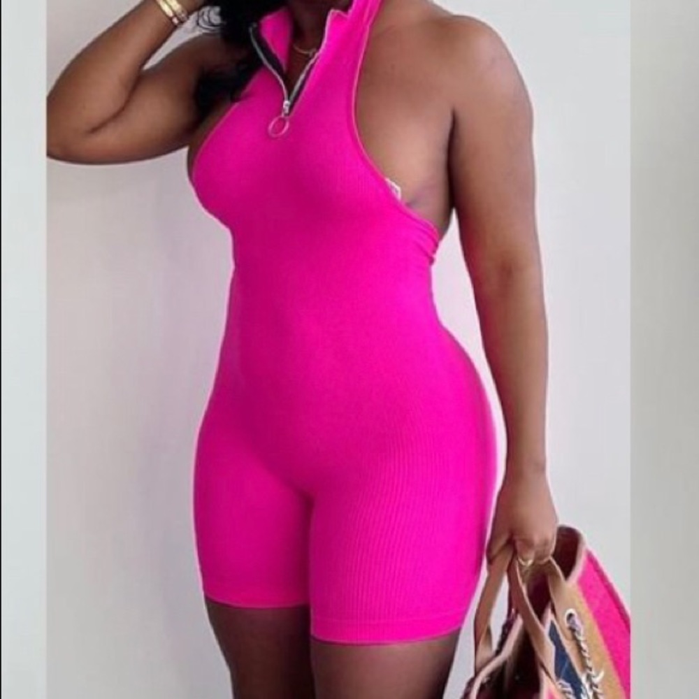 Neon Pink Shorts Onesie